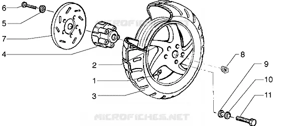 Rear wheel (Vehicle with rear hub brake)