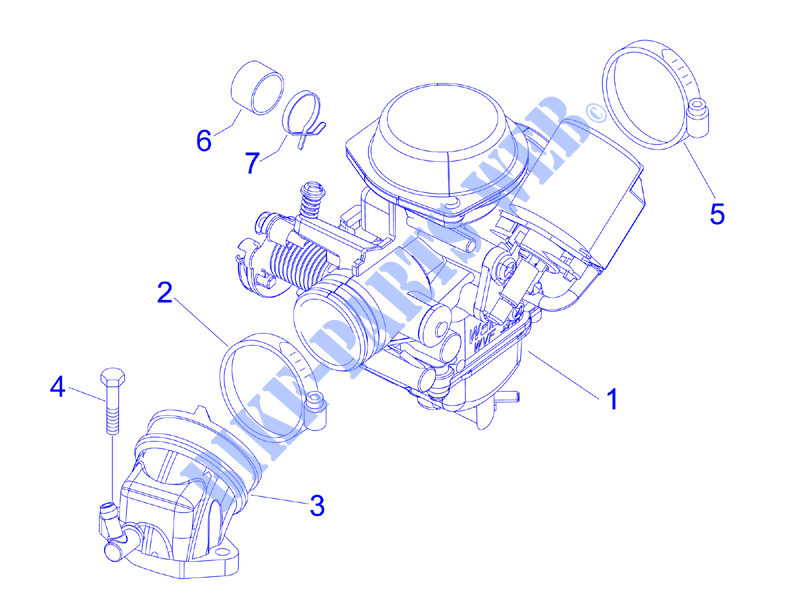 Carburatore completo   Raccordo di ammissione per VESPA GTS 4T E3 2007