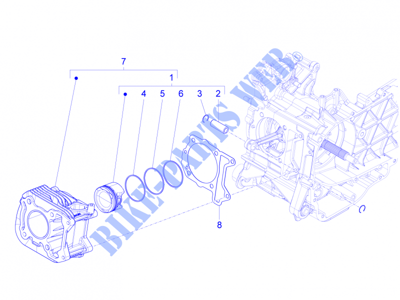 Gruppo cilindro pistone spinotto per VESPA LT 4T 3V ie E3 2013