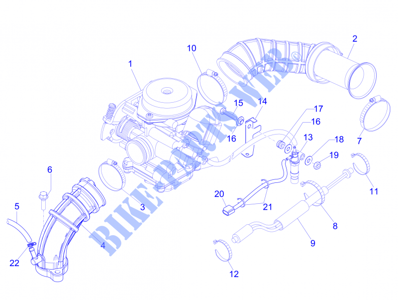 Carburatore completo   Raccordo di ammissione per VESPA Sprint 4T 4V 2014