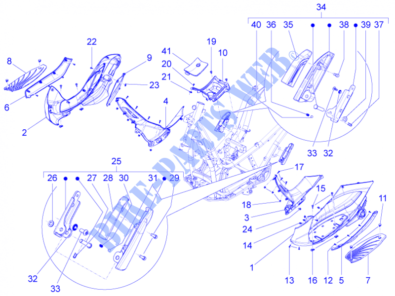 Copertura centrale   Pedane per PIAGGIO BV 4T 4V ie E3 2013