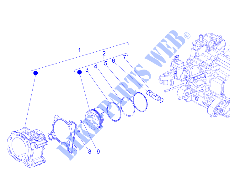 Gruppo cilindro pistone spinotto per PIAGGIO BV 4T 4V ie E3 ABS 2015