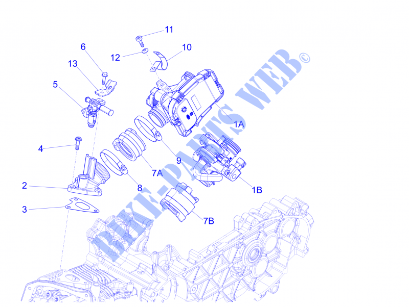Corpo farfallato   Iniettore   Raccordo di ammissione per PIAGGIO Liberty 4T 3V ie E3 2013