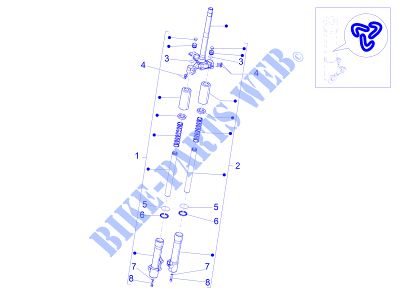 Componenti della forcella (Wuxi Top) per PIAGGIO Liberty 4T PTT (B-NL) 2015